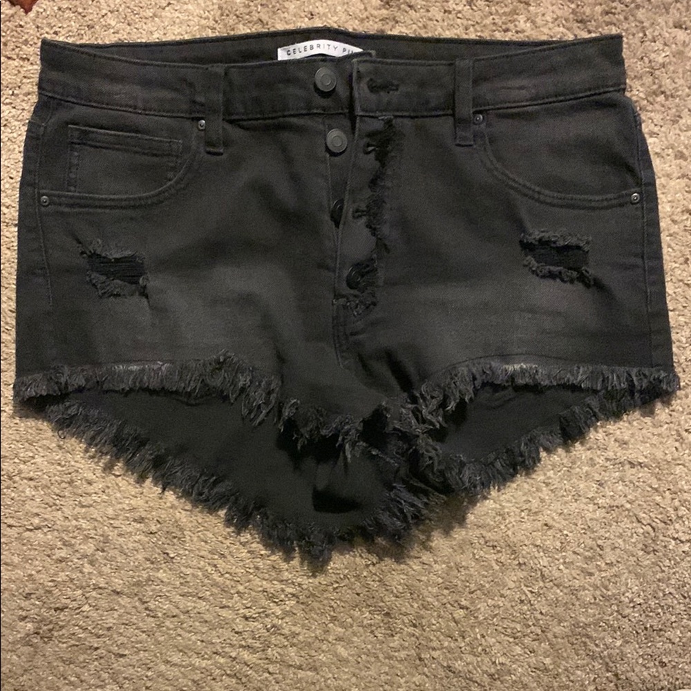 Celebrity Pink Black Distressed Jean Shorts